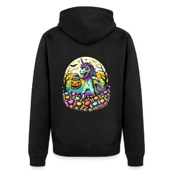 Drôle de licorne zombie aime les bonbons - Veste à capuche bio Premium Unisexe - noir - Dos - Nico (187cm)