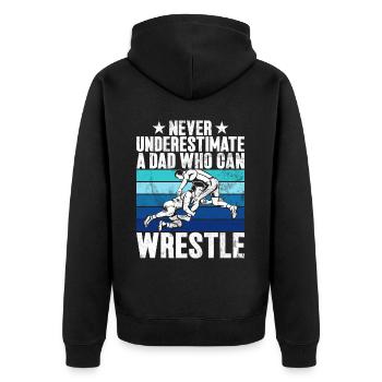 Wrestling Dad Wrestler Männer Vatertag - Unisex Premium Bio Zip Hoodie - Schwarz - Hinten - Nico (187cm)