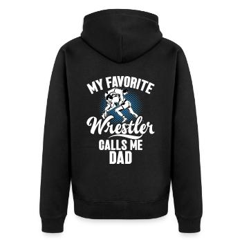 Wrestling Dad Wrestler Männer Vatertag - Unisex Premium Bio Zip Hoodie - Schwarz - Hinten - Nico (187cm)