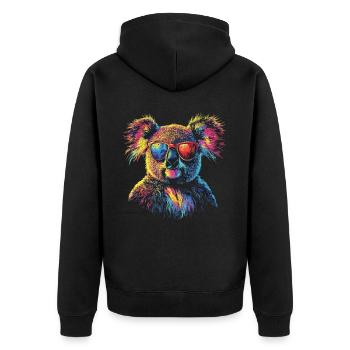 Koala Mit Sonnenbrille - Unisex Premium Bio Zip Hoodie - Schwarz - Hinten - Nico (187cm)