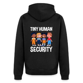 Little people safety daycare center - Unisex Premium Organic Zip Hoodie - black - Back - Nico (187cm)