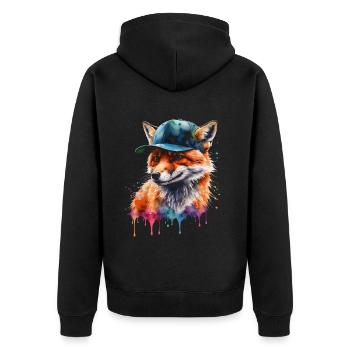 Casquette Fox Snapback Cool Animal Design Print - Veste à capuche bio Premium Unisexe - noir - Dos - Nico (187cm)