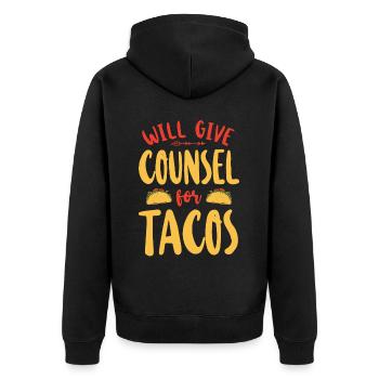 School Counselor Taco Will Give - Unisex Premium Bio Zip Hoodie - Schwarz - Hinten - Nico (187cm)