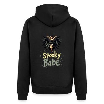 Spooky Babe Bat Retro Halloween Women's - Unisex Premium Organic Zip Hoodie - black - Back - Nico (187cm)
