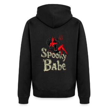 Spooky Babe Retro Devil Women's Costume - Unisex Premium Organic Zip Hoodie - black - Back - Nico (187cm)