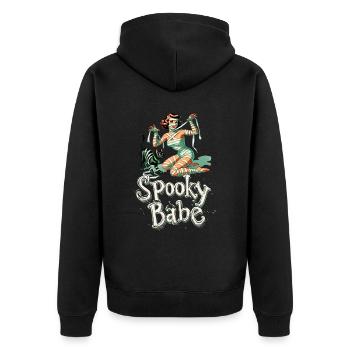 Spooky Babe Retro Mummy Women's Costume Disguise - Unisex Premium Organic Zip Hoodie - black - Back - Nico (187cm)