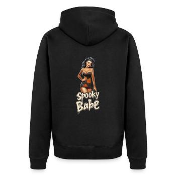 Spooky Babe Retro Tattoo Halloween Damen - Unisex Premium Bio Zip Hoodie - Schwarz - Hinten - Nico (187cm)