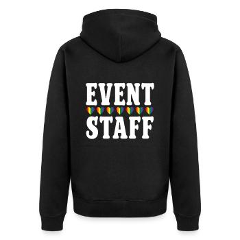 Event Staff Front Design Party Crew Pride LGBT - Unisex Premium Bio Zip Hoodie - Schwarz - Hinten - Nico (187cm)