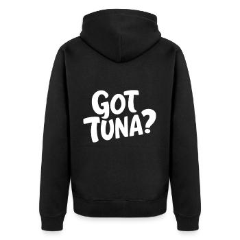 Thunfisch - Unisex Premium Bio Zip Hoodie - Schwarz - Hinten - Nico (187cm)