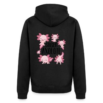 Axolotl - Unisex Premium Bio Zip Hoodie - Schwarz - Hinten - Nico (187cm)