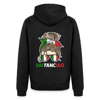Italien Italiener Vaffanculo - Unisex Premium Bio Zip Hoodie - Schwarz - Hinten - Nico (187cm)