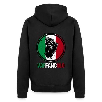 Italien Italiener Vaffanculo - Unisex Premium Bio Zip Hoodie - Schwarz - Hinten - Nico (187cm)