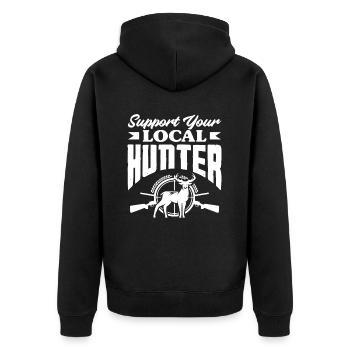 Soutenez votre motif de chasseur local - Veste à capuche bio Premium Unisexe - noir - Dos - Nico (187cm)