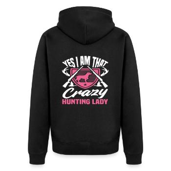 Oui, je suis cette folle chasseuse - Veste à capuche bio Premium Unisexe - noir - Dos - Nico (187cm)