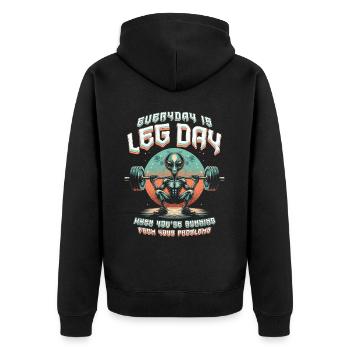 Leg Training Bodybuilder Everday Is Leg Day - Unisex Premium Organic Zip Hoodie - black - Back - Nico (187cm)