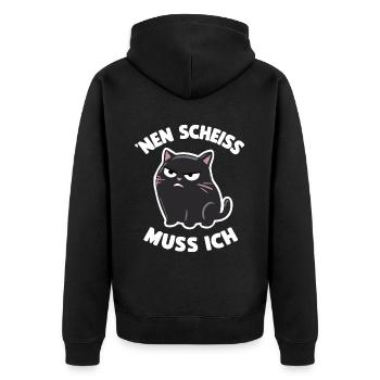 funny cat cool saying a shit I have to - Unisex Premium Organic Zip Hoodie - black - Back - Nico (187cm)