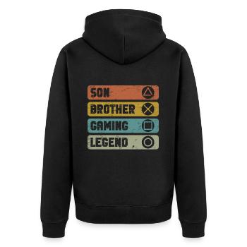 Videospiele Gaming Boys Bruder Teen - Unisex Premium Bio Zip Hoodie - Schwarz - Hinten - Nico (187cm)