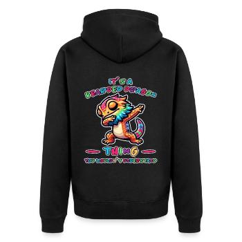 Dabbing Bearded Dragons Saying Joke Bearded Dragons Gift - Unisex Premium Organic Zip Hoodie - black - Back - Nico (187cm)