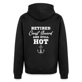 Retired Coast Guard and still active - Unisex Premium Organic Zip Hoodie - black - Back - Nico (187cm)