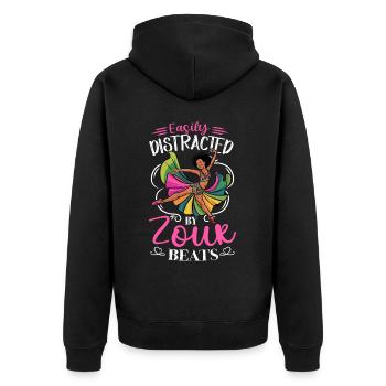 Funny Zouk Dancer Saying - Unisex Premium Organic Zip Hoodie - black - Back - Nico (187cm)