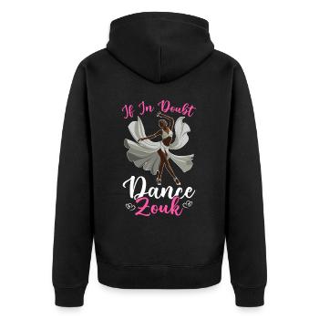 Funny Zouk Dancer Saying - Unisex Premium Organic Zip Hoodie - black - Back - Nico (187cm)