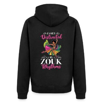 Funny Zouk Dancer Saying - Unisex Premium Organic Zip Hoodie - black - Back - Nico (187cm)