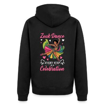 Funny Zouk Dancer Saying - Unisex Premium Organic Zip Hoodie - black - Back - Nico (187cm)