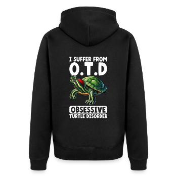 Turtle Red-eared Turtle - Unisex Premium Organic Zip Hoodie - black - Back - Nico (187cm)