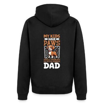 Anglo-Français de Petite Vénerie Papa - Unisex Premium Bio Zip Hoodie - Schwarz - Hinten - Nico (187cm)