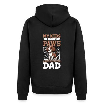 Braque de l'Ariège Papa - Unisex Premium Bio Zip Hoodie - Schwarz - Hinten - Nico (187cm)