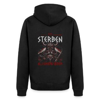 Wikinger Berserker Lieber stehend sterben Krieger - Unisex Premium Bio Zip Hoodie - Schwarz - Hinten - Nico (187cm)