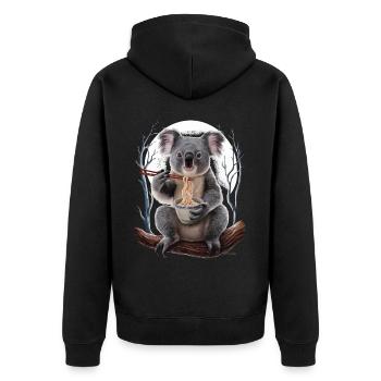 Koala - Unisex Premium Bio Zip Hoodie - Schwarz - Hinten - Nico (187cm)
