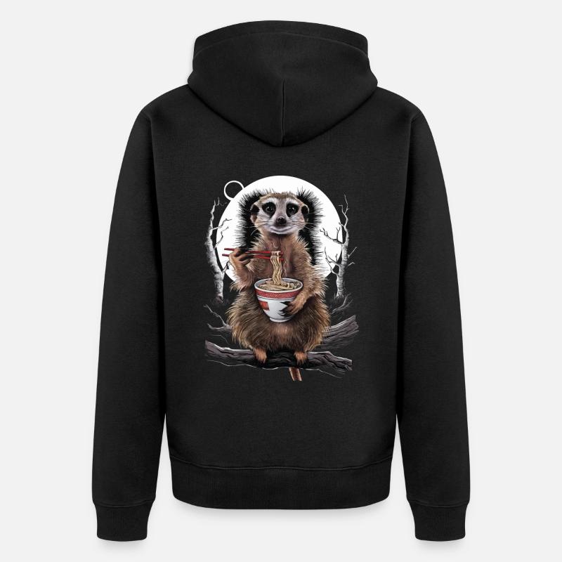 Erdmännchen - Unisex Premium Bio Zip Hoodie - Schwarz