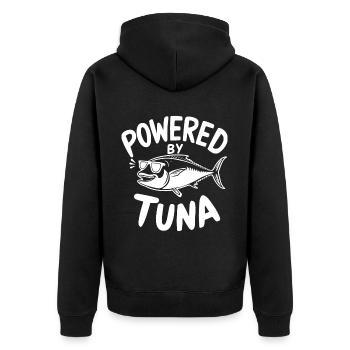 Thunfisch - Unisex Premium Bio Zip Hoodie - Schwarz - Hinten - Nico (187cm)