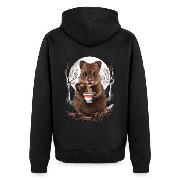 Quokka - Unisex Premium Bio Zip Hoodie - Schwarz - Hinten - Nico (187cm)
