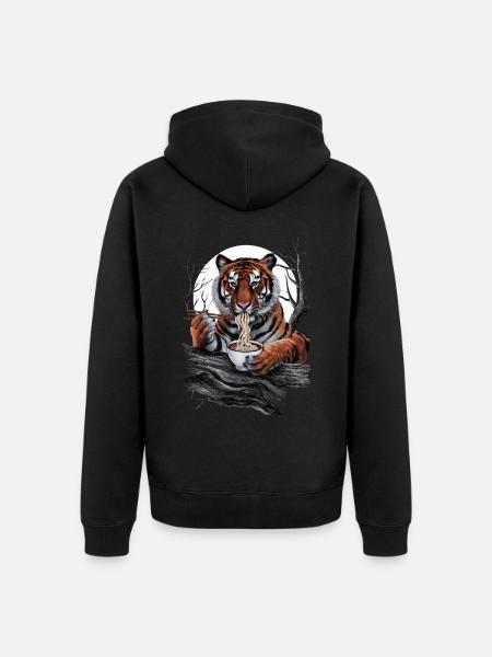 Tiger - Unisex Premium Bio Zip Hoodie - Schwarz
