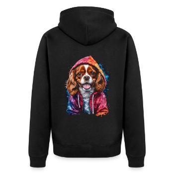 Cavalier King Charles Spaniel Sweat à capuche imprimé chien - Veste à capuche bio Premium Unisexe - noir - Dos - Nico (187cm)