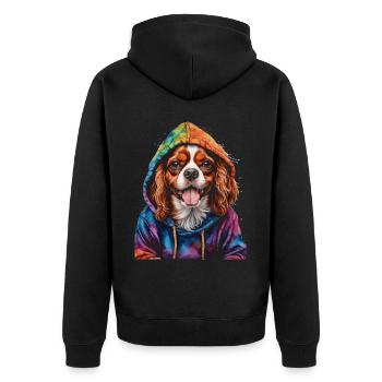 Cavalier King Charles Spaniel Sweat à capuche imprimé chien - Veste à capuche bio Premium Unisexe - noir - Dos - Nico (187cm)
