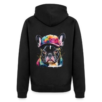 Bouledogue Français Snapback Cap Frenchie Dog - Veste à capuche bio Premium Unisexe - noir - Dos - Nico (187cm)