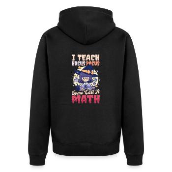 Halloween-Mathelehrer Ich unterrichte einige nennen Mathematik - Unisex Premium Bio Zip Hoodie - Schwarz - Hinten - Nico (187cm)