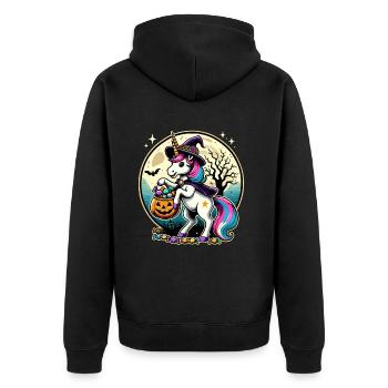 Drôle de sorcière licorne veut des bonbons - Veste à capuche bio Premium Unisexe - noir - Dos - Nico (187cm)