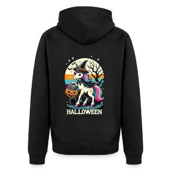 La licorne sorcière drôle veut des bonbons - Veste à capuche bio Premium Unisexe - noir - Dos - Nico (187cm)