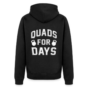 Leg Training Bodybuilder Quads For Days - Unisex Premium Organic Zip Hoodie - black - Back - Nico (187cm)