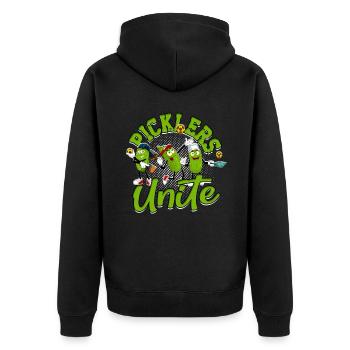 Pickleball Picklers Unite - Unisex Premium Bio Zip Hoodie - Schwarz - Hinten - Nico (187cm)