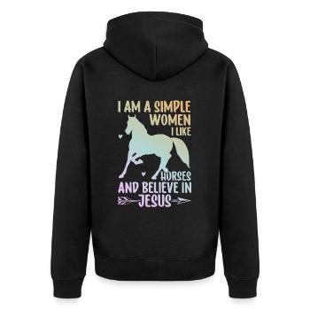 Jesus and Horses Riding Riding - Unisex Premium Organic Zip Hoodie - black - Back - Nico (187cm)
