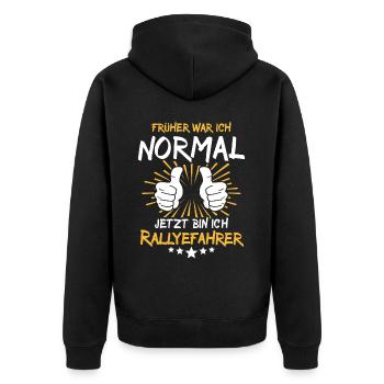 rallRallyefahrer Spruch - Unisex Premium Bio Zip Hoodie - Schwarz - Hinten - Nico (187cm)