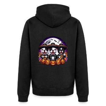 Süße französische Bulldoggen Mariachi Band Halloween Shirt - Unisex Premium Bio Zip Hoodie - Schwarz - Hinten - Nico (187cm)