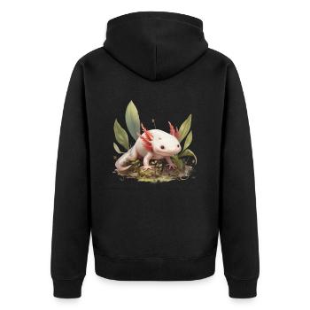 Axolotl Motif Tail Lurch Animal Lover Headphones - Unisex Premium Organic Zip Hoodie - black - Back - Nico (187cm)