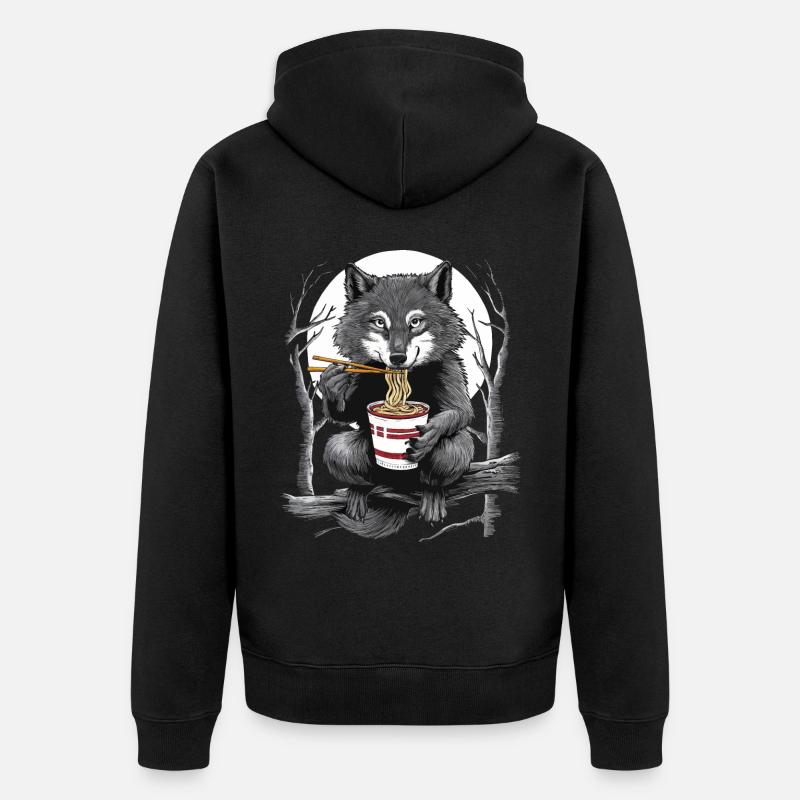 Wolf - Unisex Premium Bio Zip Hoodie - Schwarz