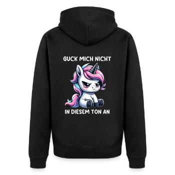 Ne me regarde pas sur ce ton Licorne - Veste à capuche bio Premium Unisexe - noir - Dos - Nico (187cm)